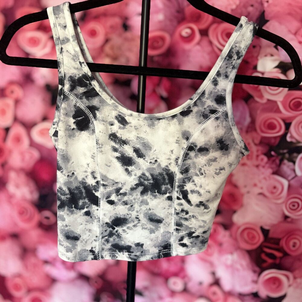 Week-End Women’s Small Gray Black Tie Dye Crop Tank Top Sleeveless Stretch
